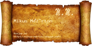 Mikus Márton névjegykártya